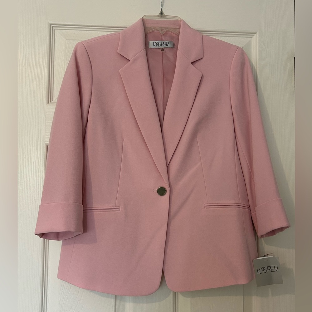Kasper Soft Pink Single-Button Blazer